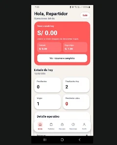 Captura oficial Android de Guerreros Courier: panel operativo del repartidor